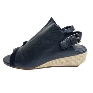 Eileen Fisher Winnie Espadrille Leather Sandals 9 Slingback Comfort Lagenlook